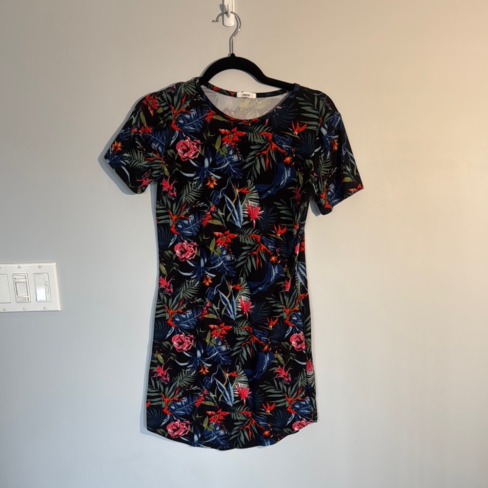 Floral Print Black Dress